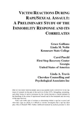 VICTIM REACTIONS DEXUAL AA PRELIMINARY STUDY OF THEIMMOBILITY RESPONSE