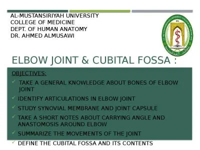 Elbow joint & cubital fossa :