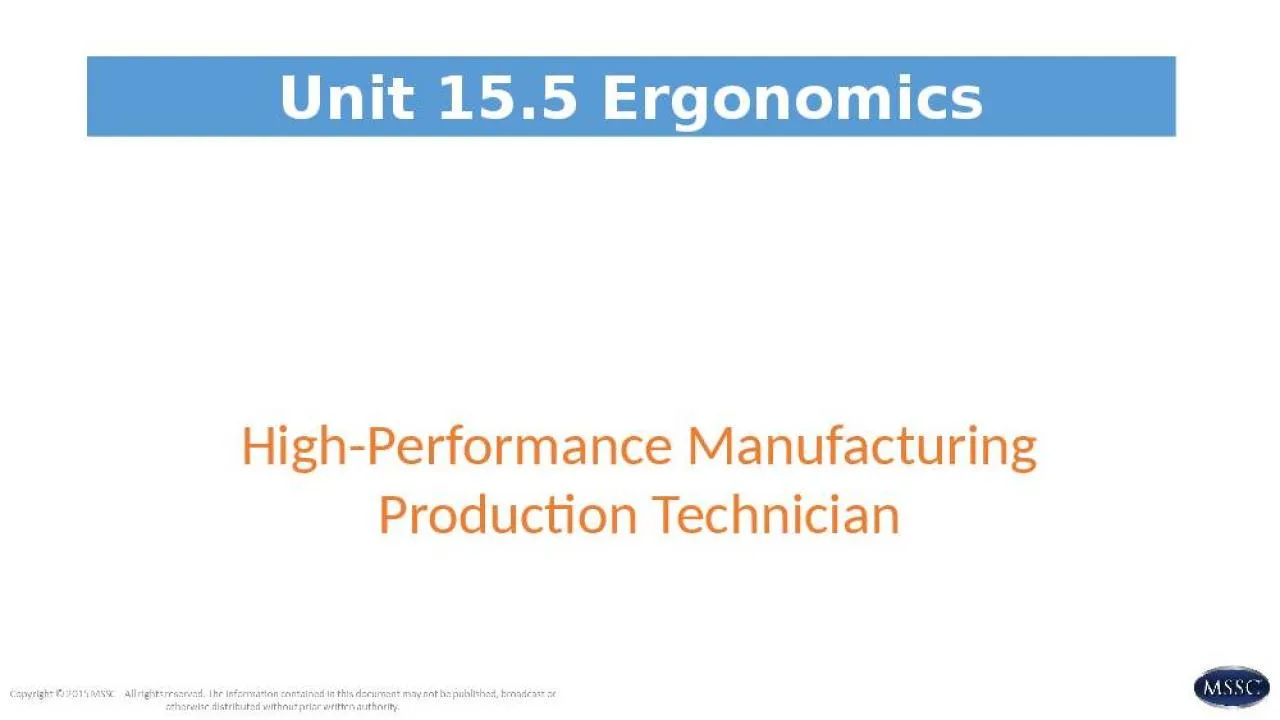 PPT-Unit 15.5 Ergonomics What is Ergonomics?