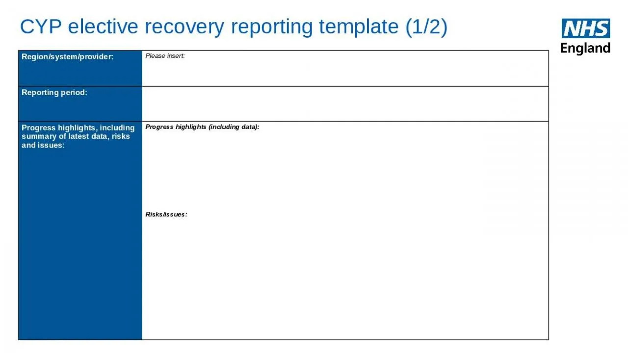 PPT-CYP elective recovery reporting template (1/2)