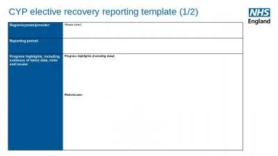 CYP elective recovery reporting template (1/2)