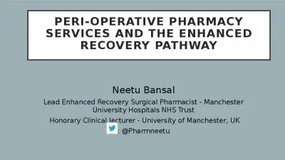 Peri-operative pharmacy services and the enhanced recovery pathway