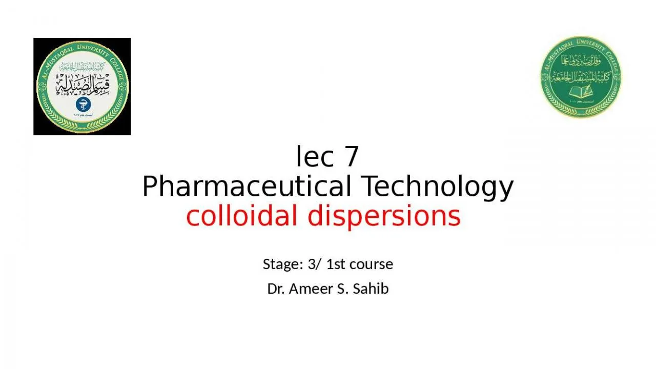 PPT-lec 7 Pharmaceutical Technology