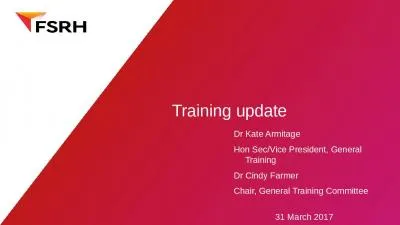 Training update Dr Kate Armitage