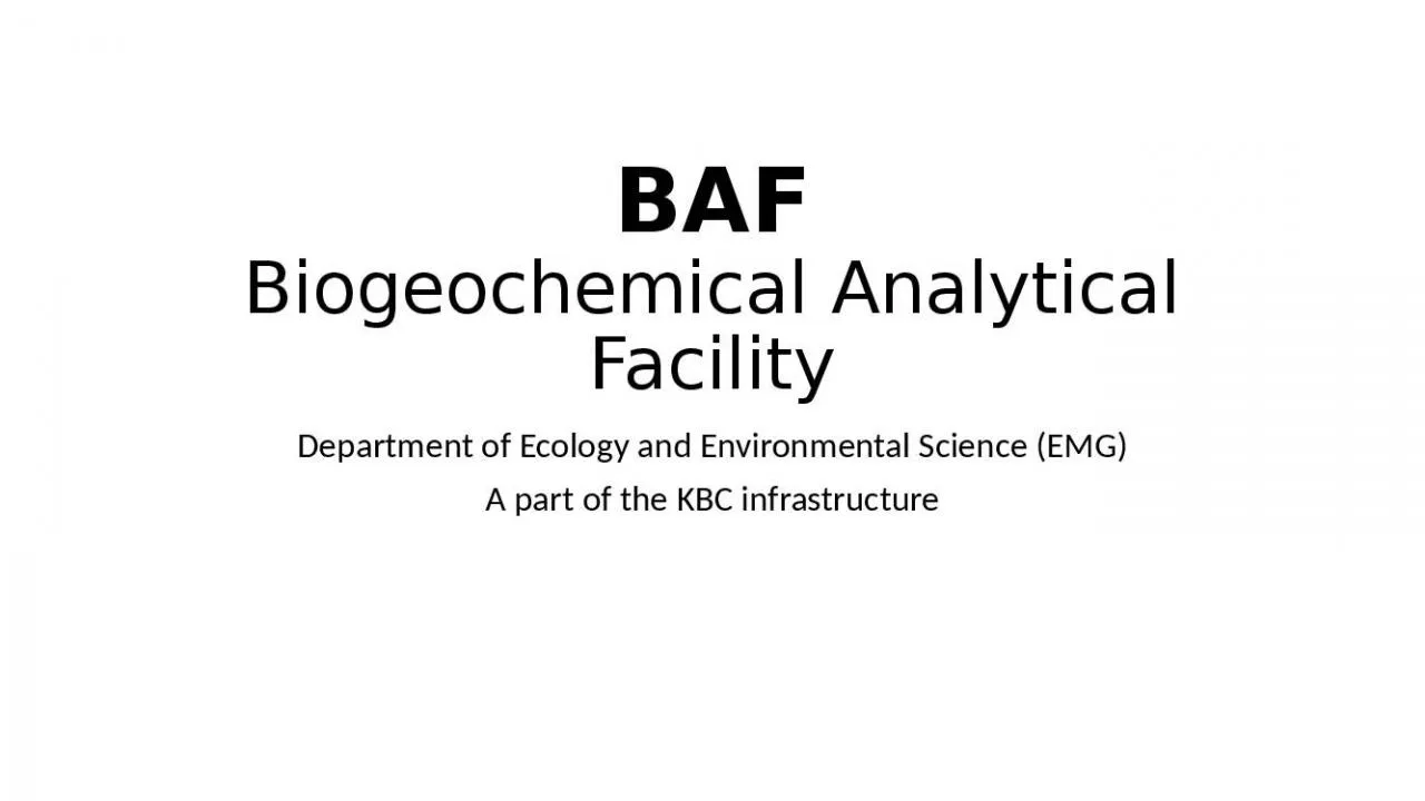 PPT-BAF Biogeochemical Analytical Facility