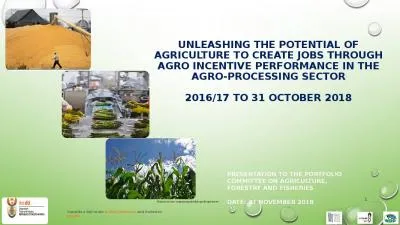 UNLEASHING THE POTENTIAL OF AGRICULTURE TO CREATE JOBS Through AGRO incentive PERFORMANCE