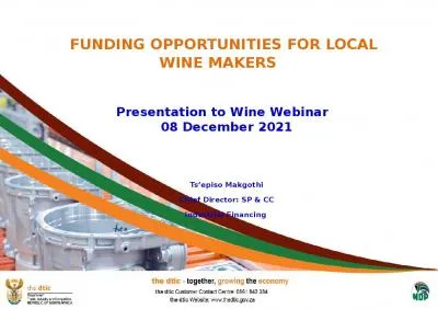 FUNDING OPPORTUNITIES FOR LOCAL WINE MAKERS