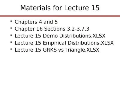 Materials for Lecture 15