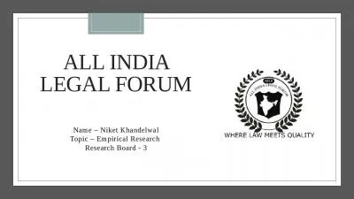 ALL INDIA LEGAL FORUM Name – Niket Khandelwal