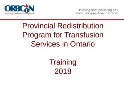 Provincial Redistribution Program for Transfusion Services in Ontario