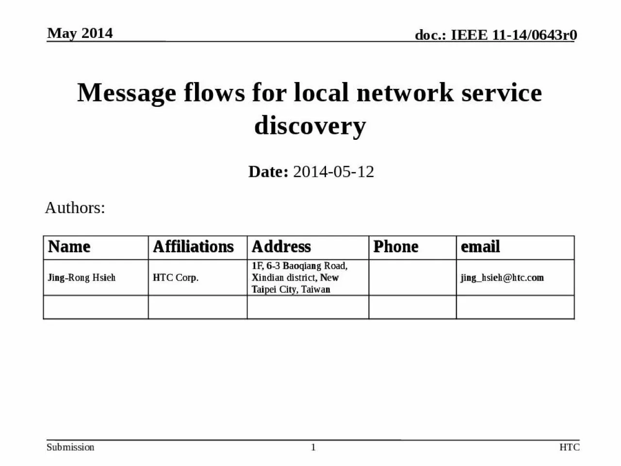 PPT-M essage flows for local network service discovery