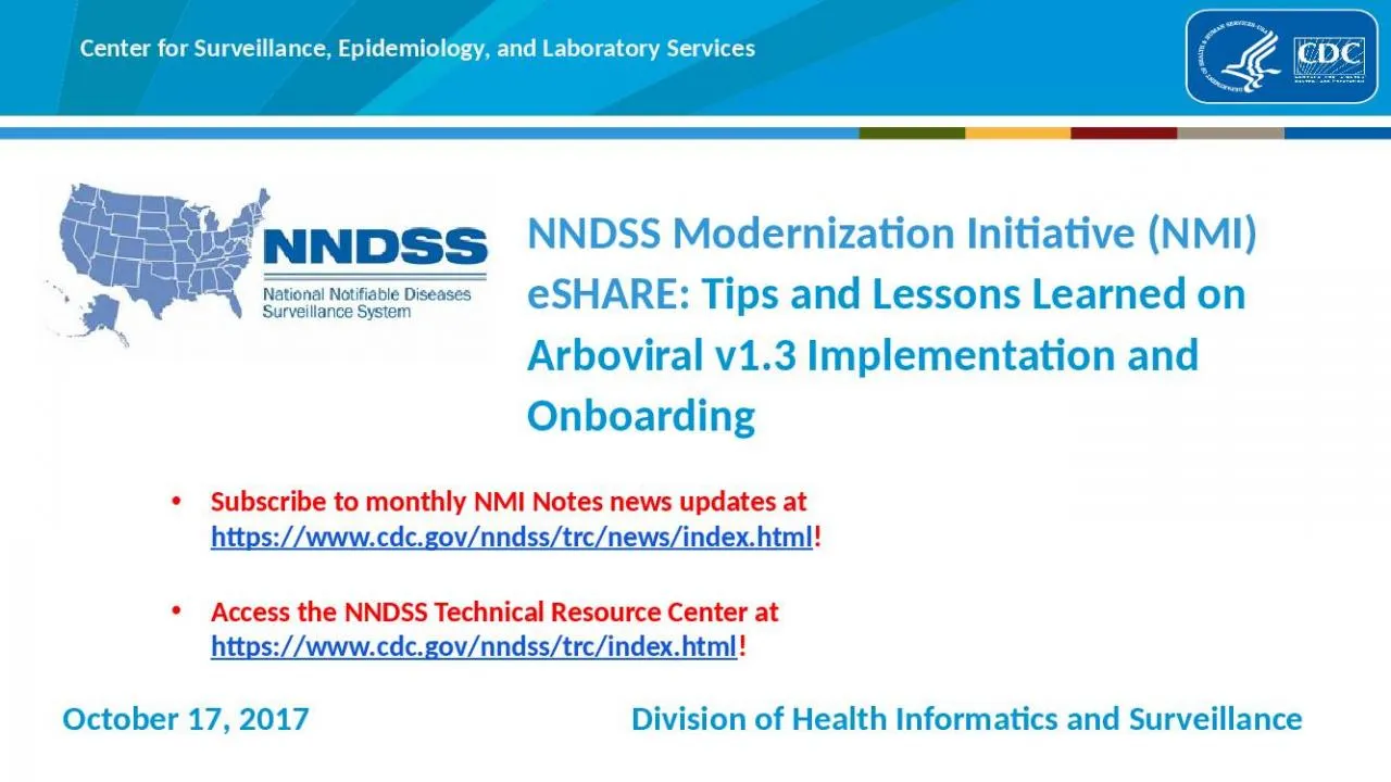 PPT-NNDSS Modernization Initiative (NMI) eSHARE: