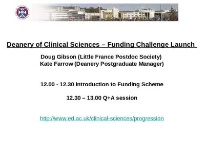 Deanery of Clinical Sciences – Funding Challenge Launch