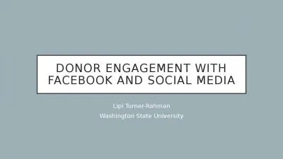 Donor Engagement with Facebook and Social Media