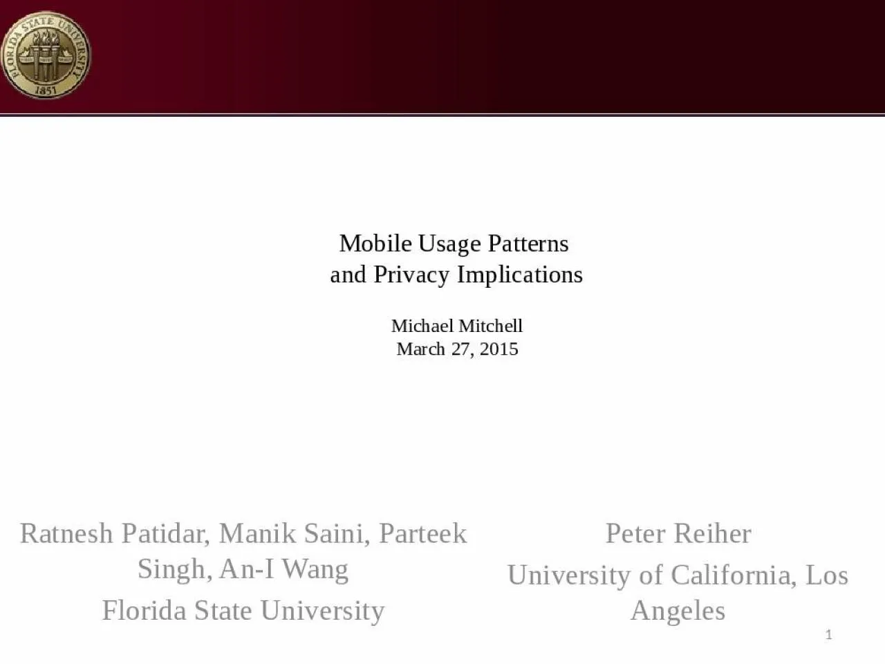 PPT-Mobile Usage Patterns and Privacy Implications