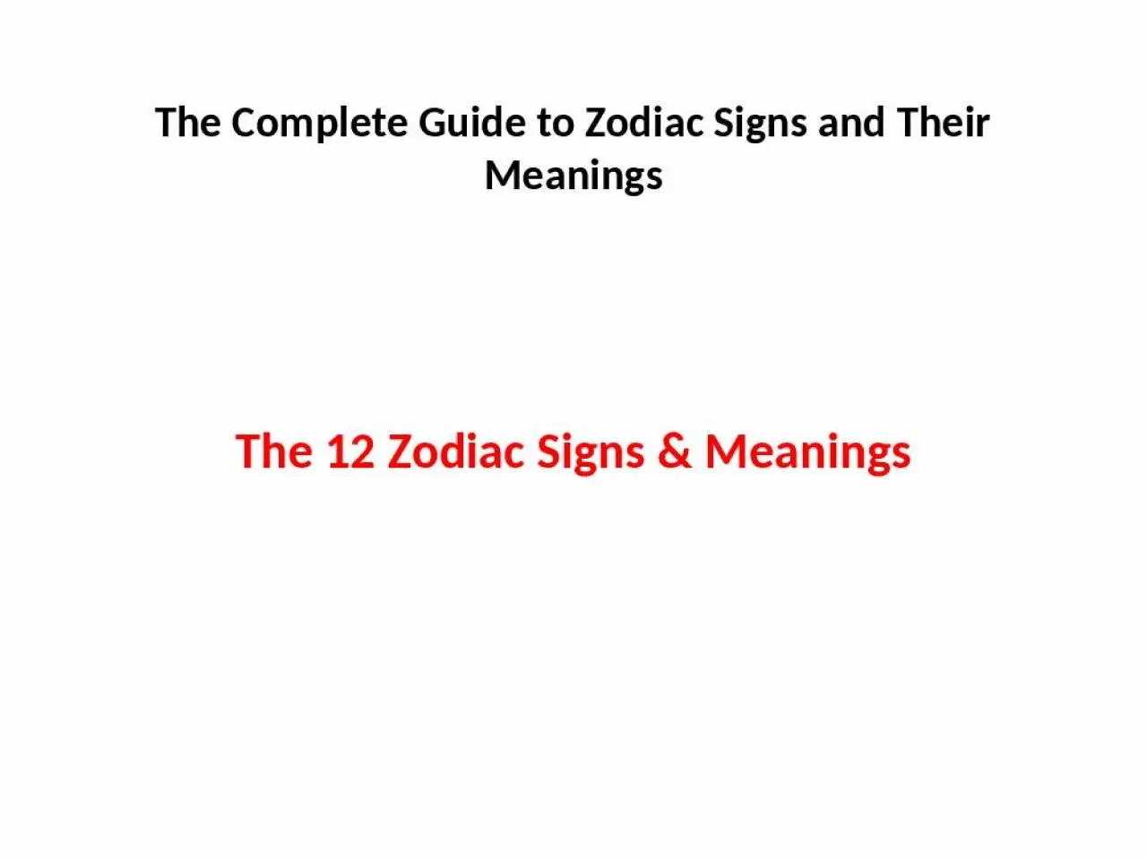 PPT-The Complete Guide to Zodiac Signs and Their Meanings