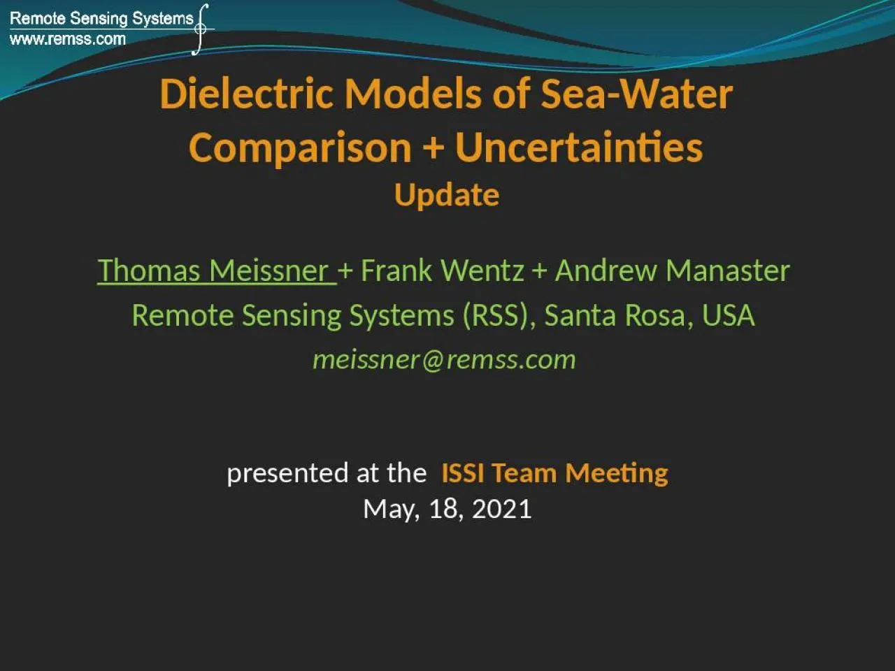 PPT-Dielectric Models of Sea-Water Comparison + Uncertainties