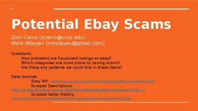 Potential Ebay Scams Zion Calvo (zcalvo@ucsc.edu)