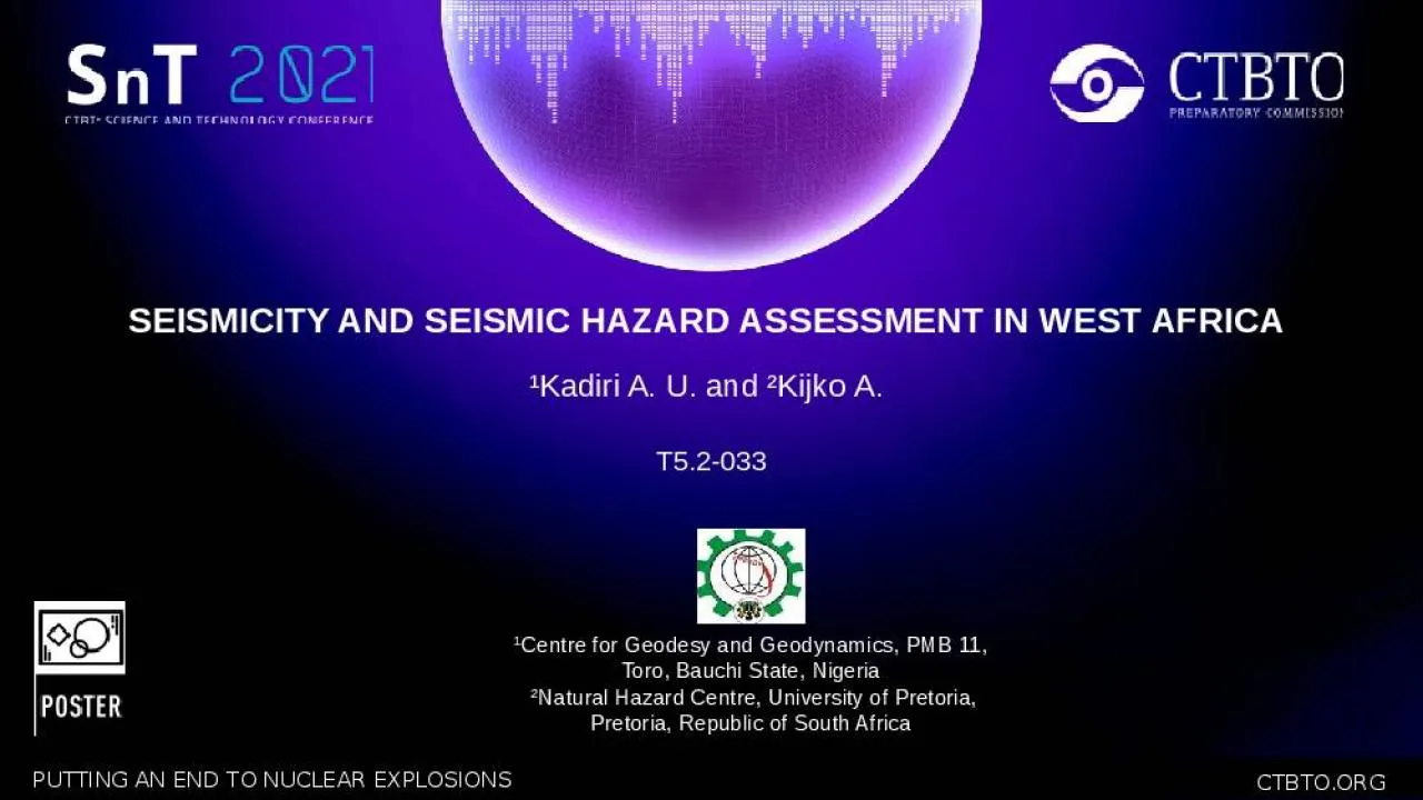 PPT-SEISMICITY AND SEISMIC HAZARD ASSESSMENT IN WEST AFRICA