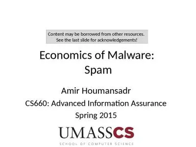 Economics of Malware:  Spam