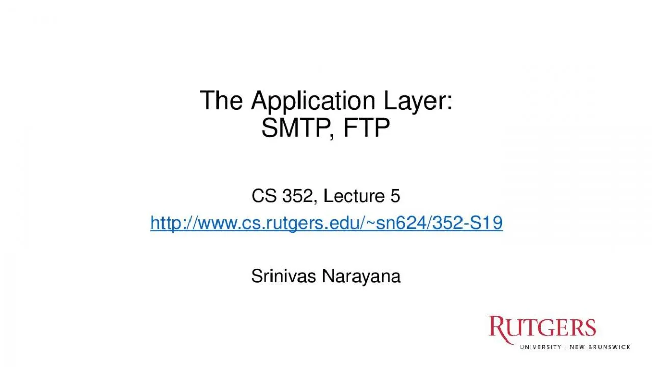 PPT-The Application Layer: SMTP, FTP