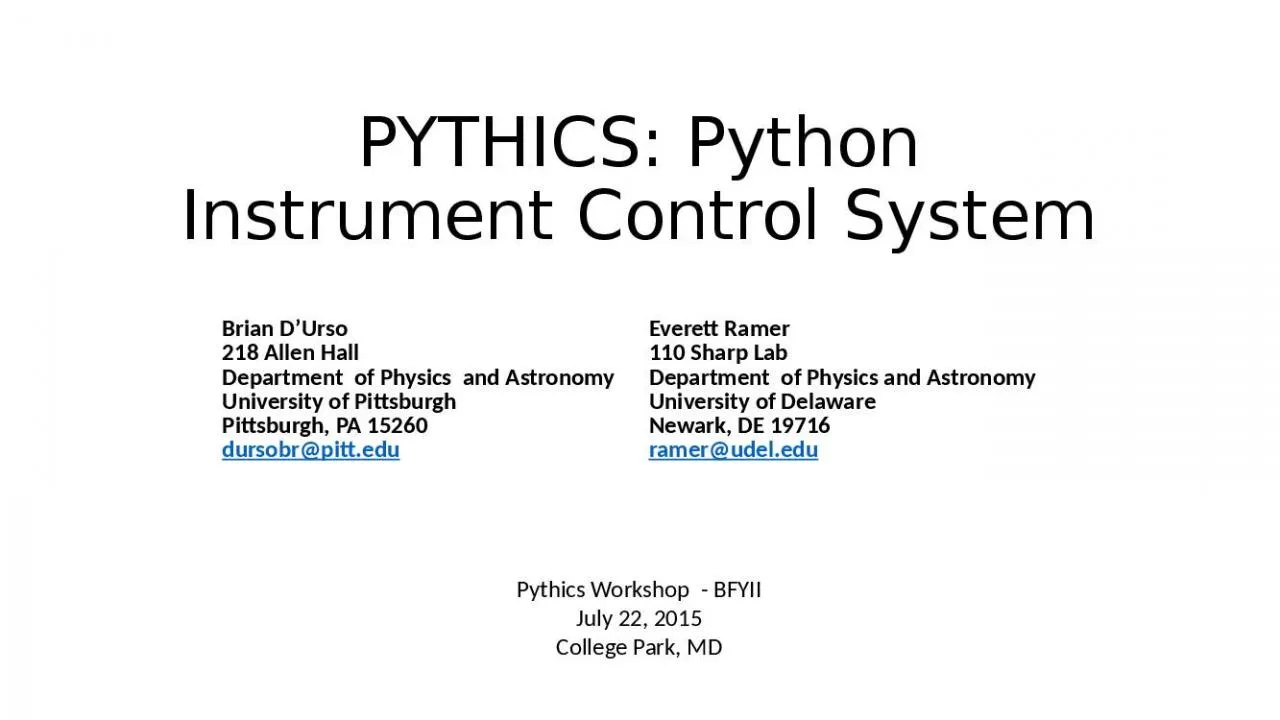 PPT-PYTHICS: Python Instrument Control System