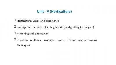 Horticulture : Scope and