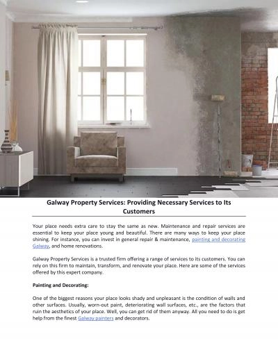 Galway Property Services: Providing Necessary Services to Its Customers