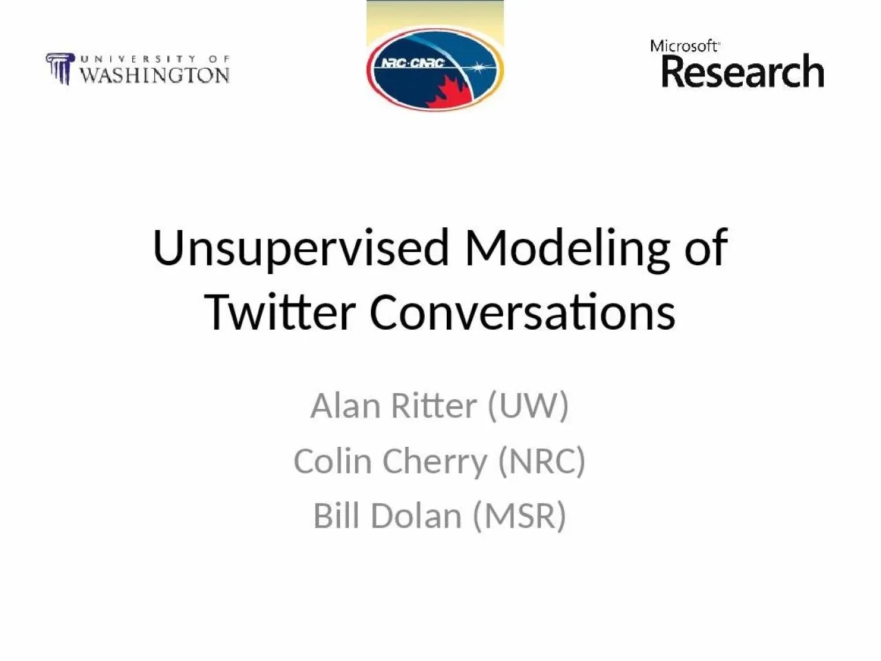 PPT-Unsupervised Modeling of Twitter Conversations