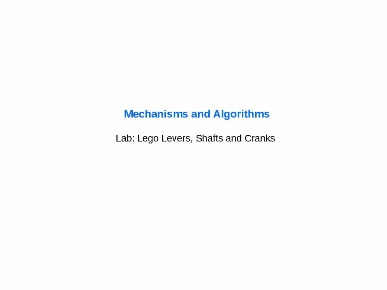 PPT-Mechanisms and Algorithms