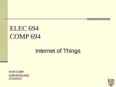 ELEC 694 COMP 694 Internet of Things