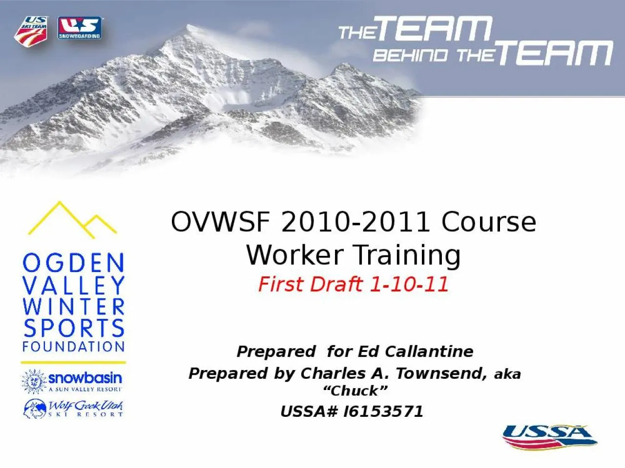 PPT-OVWSF 2010-2011 Course Worker Training