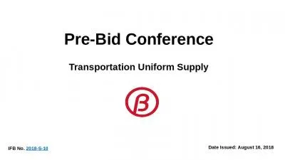 Pre-Bid Conference Transportation Uniform Supply