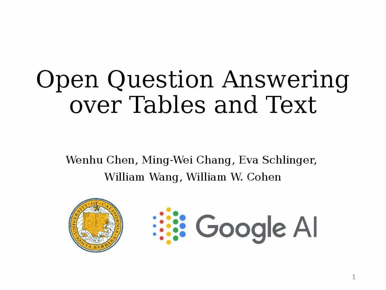 PPT-Open Question Answering over Tables and Text