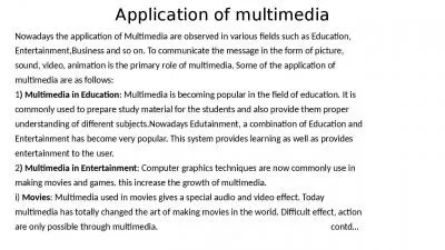 Application of multimedia