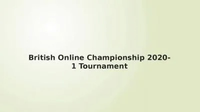 British Online Championship 2020-1 Tournament