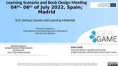 IDEAL-GAME Learning Scenario and Book Design Meeting