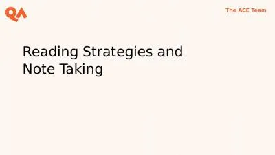 Reading Strategies and Note Taking