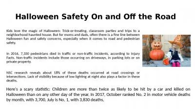 Halloween Safety On and Off the Road