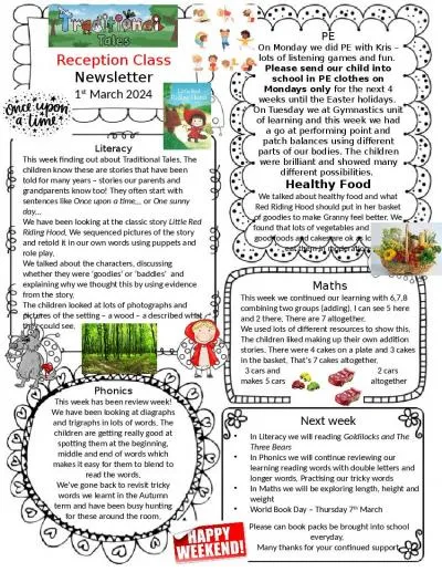 Reception Class  Newsletter