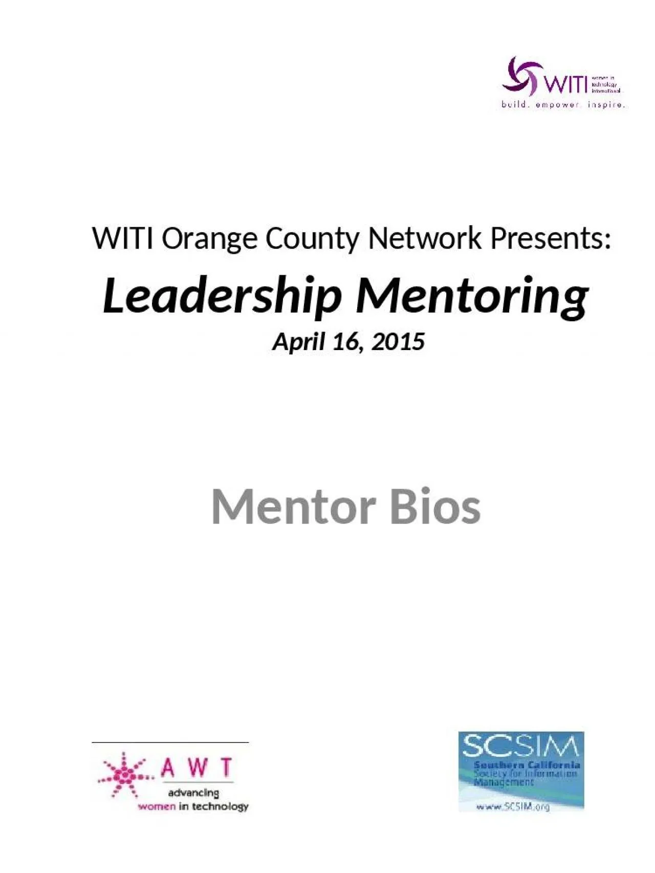 PPT-WITI Orange County Network Presents: