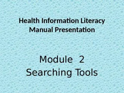 Health Information Literacy Manual Presentation