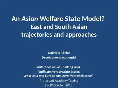 An  Asian  Welfare State Model?