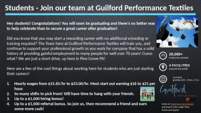 Students - Join our team at Guilford Performance Textiles