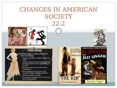 CHANGES IN AMERICAN SOCIETY