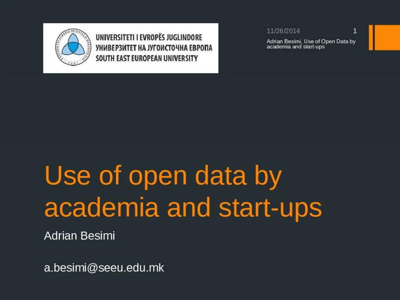 PPT-Use of open data by academia and start-ups