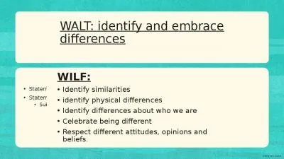 WALT: identify and embrace differences