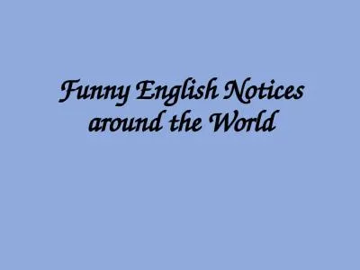 Funny English Notices around the World