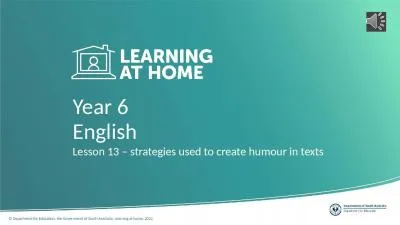 Year 6 Lesson 13 – strategies used to create humour in texts 