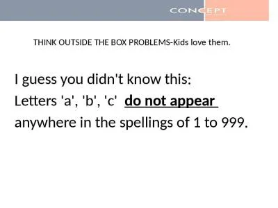 THINK OUTSIDE THE BOX PROBLEMS-Kids love them.